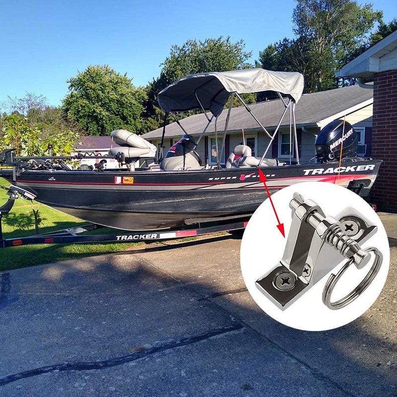 VTurboWay 4 Pack Bimini Top Deck Hinge with Pin and Ring, 316 Stainless Steel, Free Installation Screws - Image 4